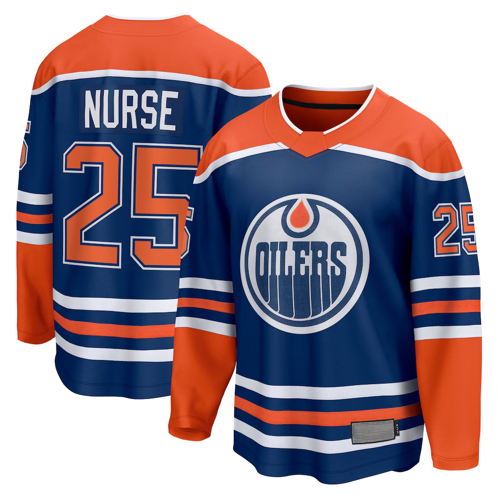 Fenge E.Oilers #25 Darnell Nurse Royal Home Breakaway Player Jerseys