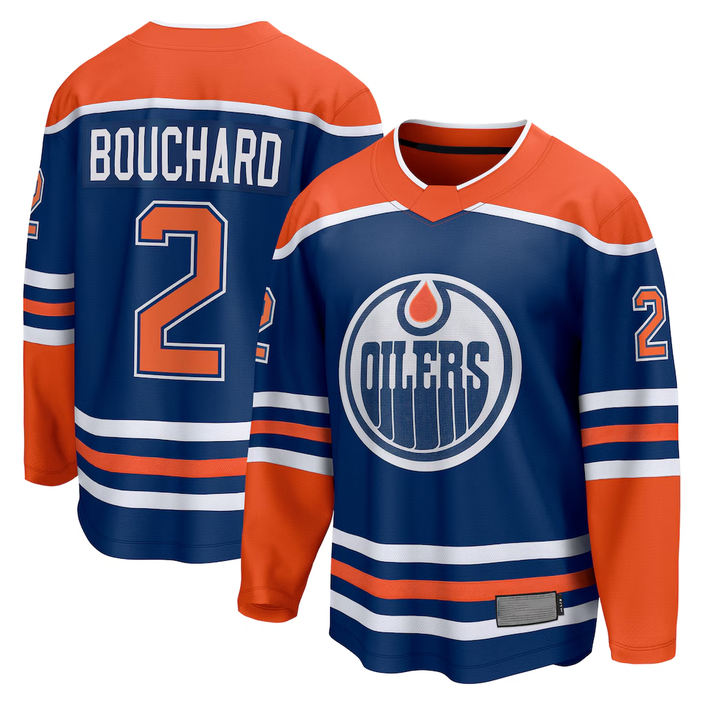 Fenge E.Oilers #2 Evan Bouchard Royal Home Breakaway Player Jerseys