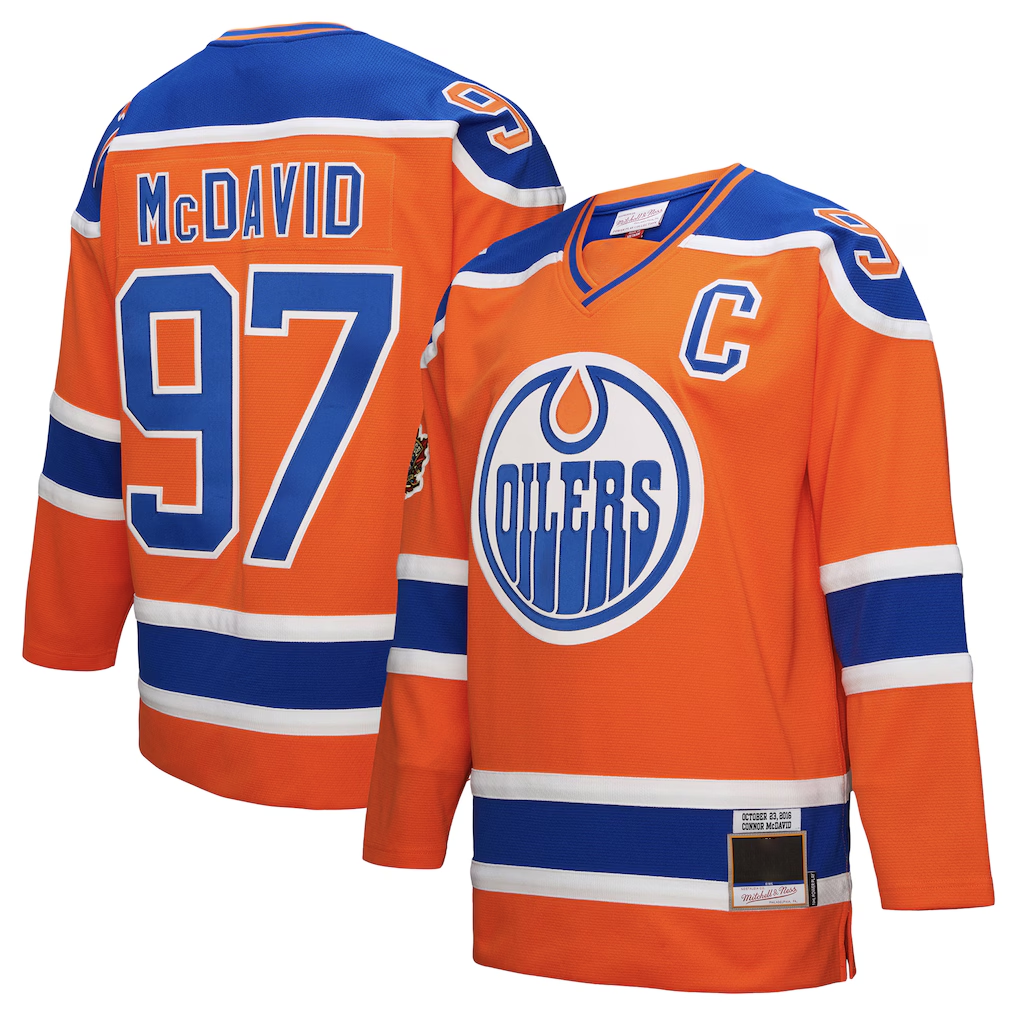 Fenge E.Oilers #97 Connor McDavid Mitchell & Ness Orange Power Play Jerseys