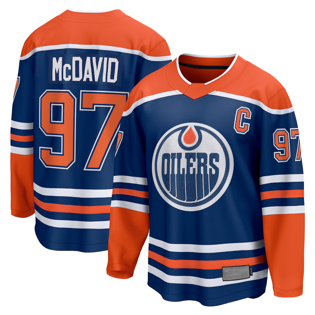 Fenge E.Oilers #97 Connor McDavid Royal Home Breakaway Jerseys