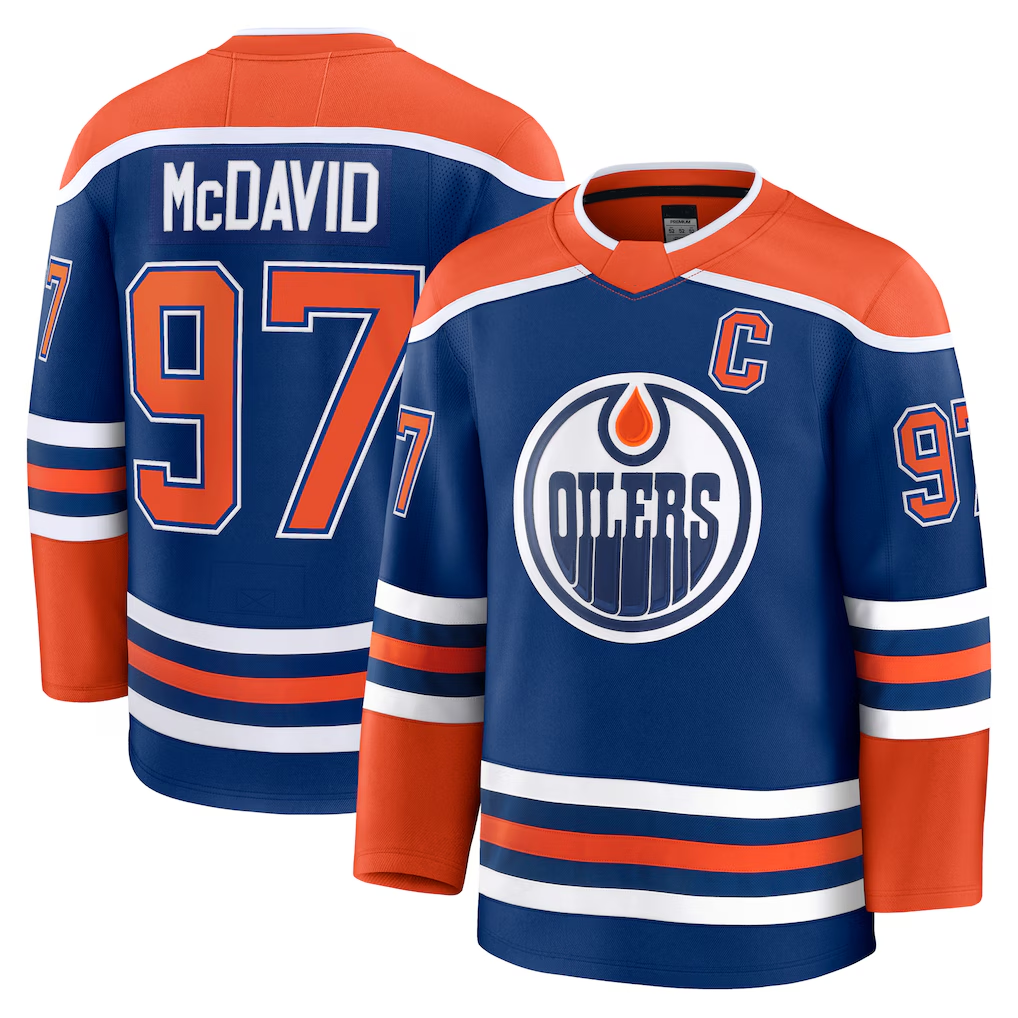 Fenge E.Oilers #97 Connor McDavid Royal Home Premium Jerseys