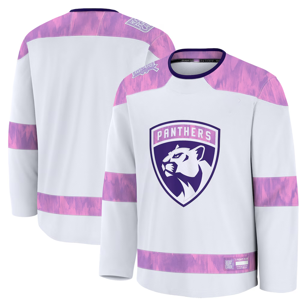Fenge F.Panthers White 2024 Hockey Fights Cancer Practice Jerseys