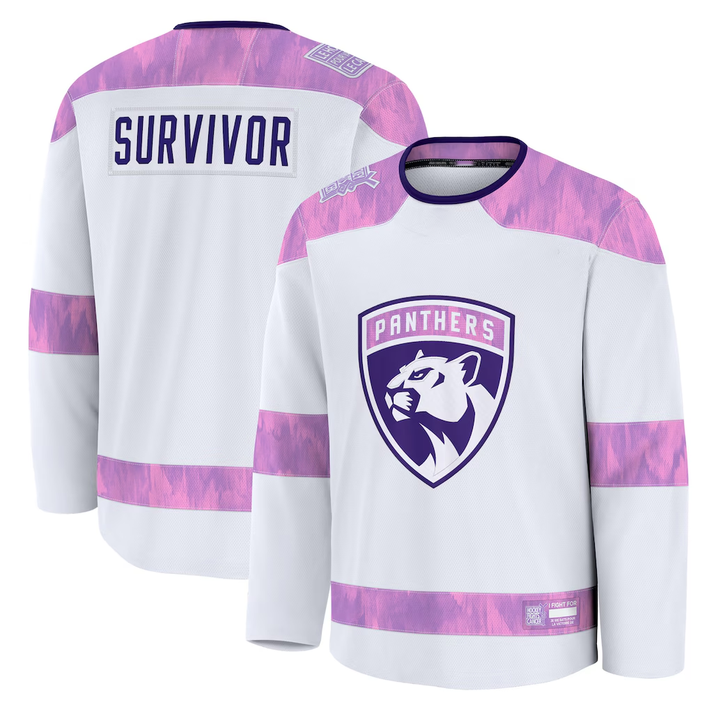 Fenge F.Panthers White Hockey Fights Cancer Survivor Practice Jerseys