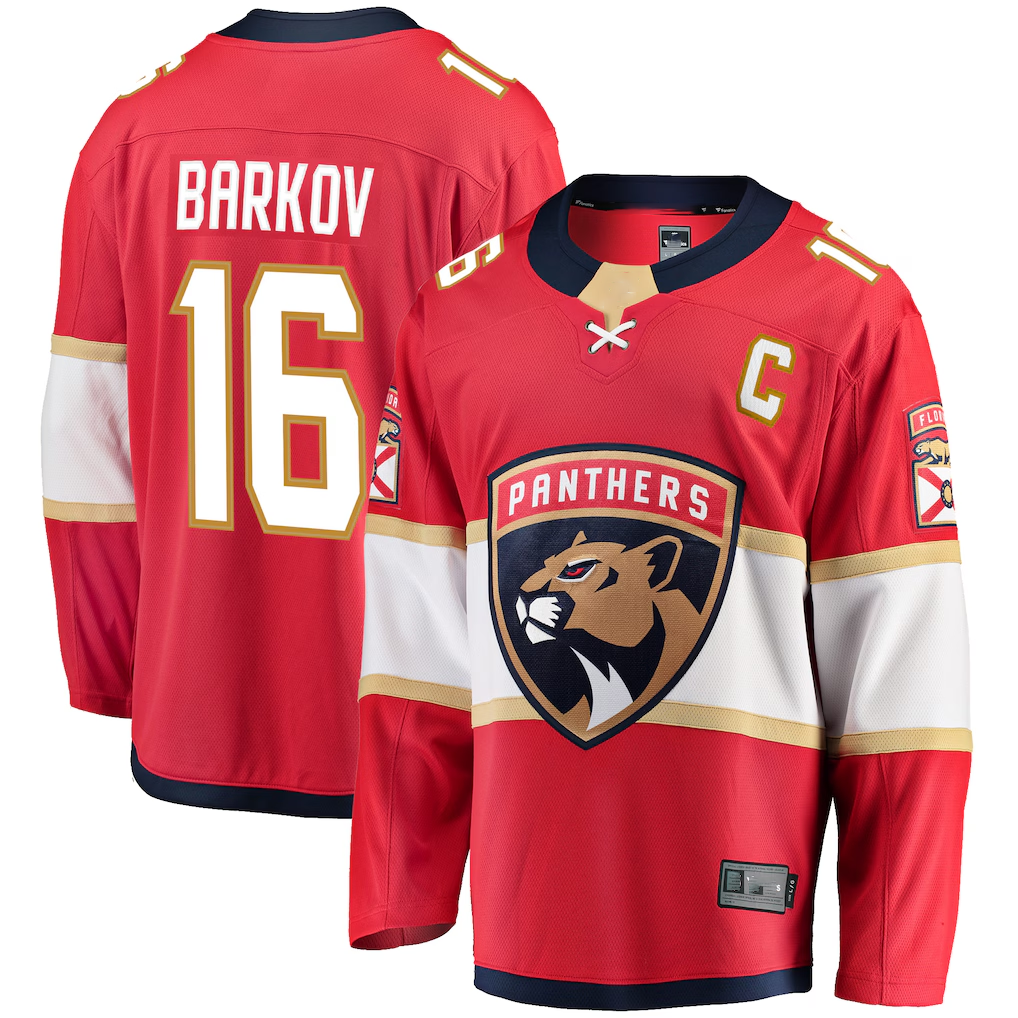 Fenge F.Panthers #16 Aleksander Barkov Red Captain Patch Home Breakaway Jerseys