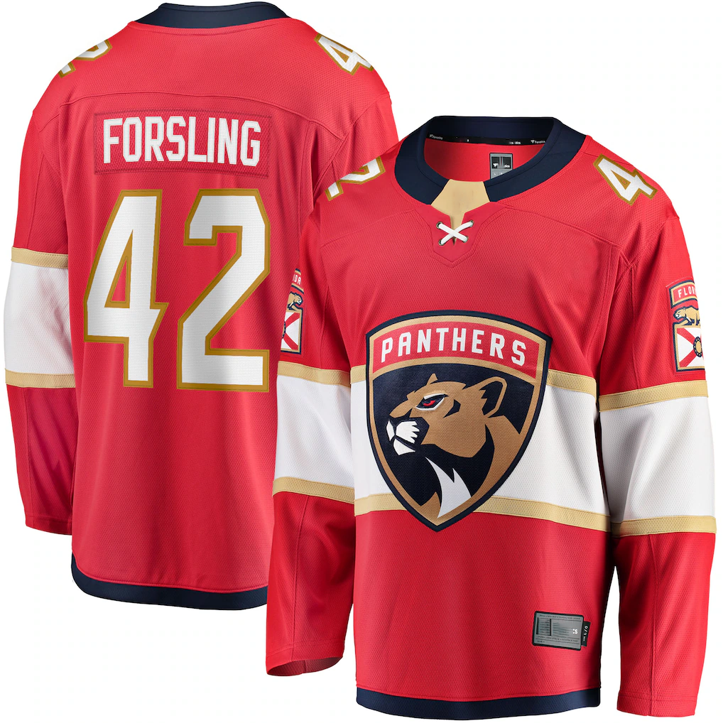 Fenge F.Panthers #42 Gustav Forsling Red Home Breakaway Player Jerseys