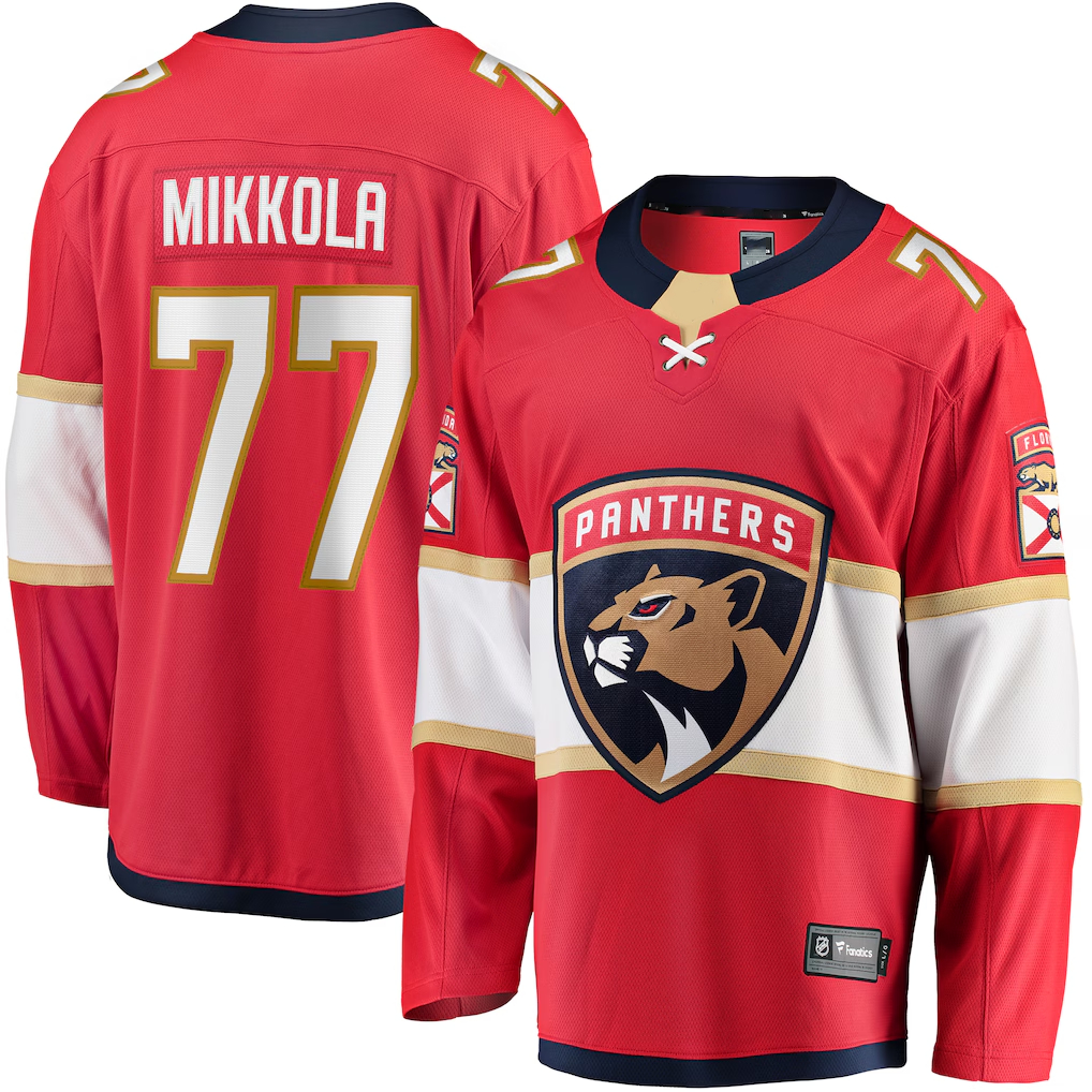 Fenge F.Panthers #77 Niko Mikkola Red Premier Breakaway Player Jerseys
