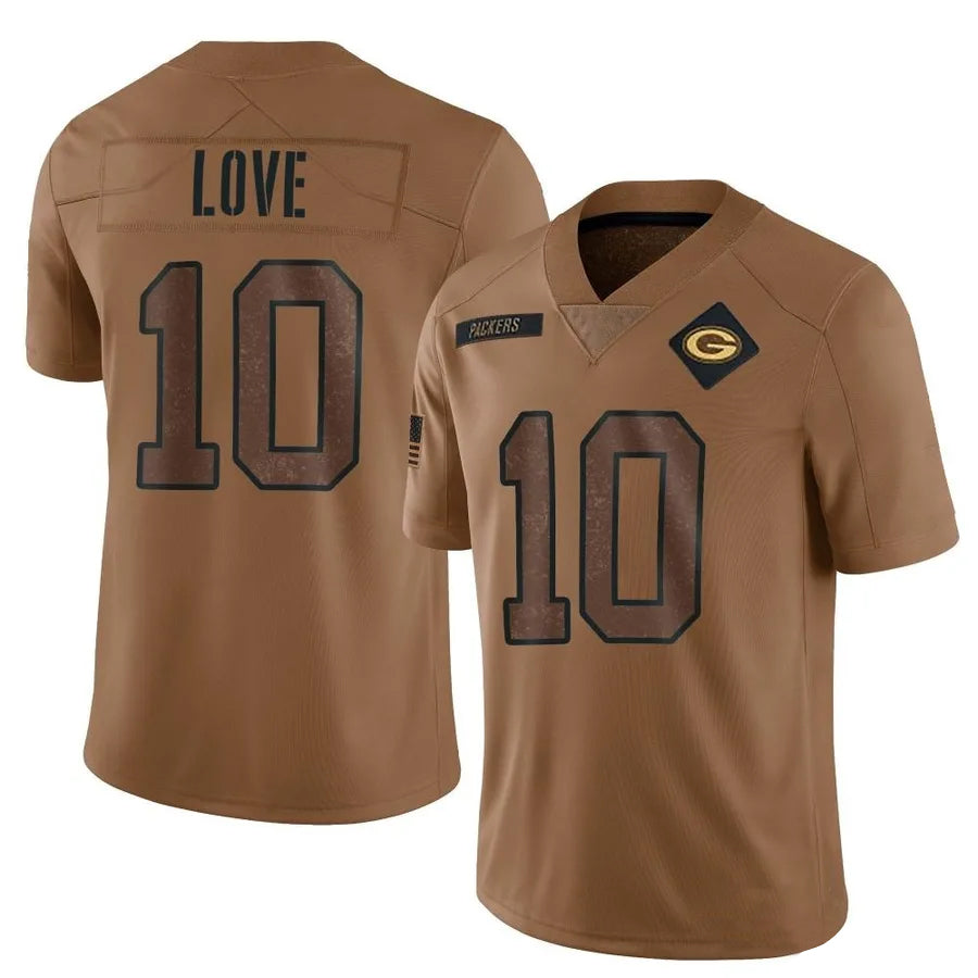 Fenge GB.Packers #10 Jordan Love Player Brown Salute To Service Limited Stitched Jerseys