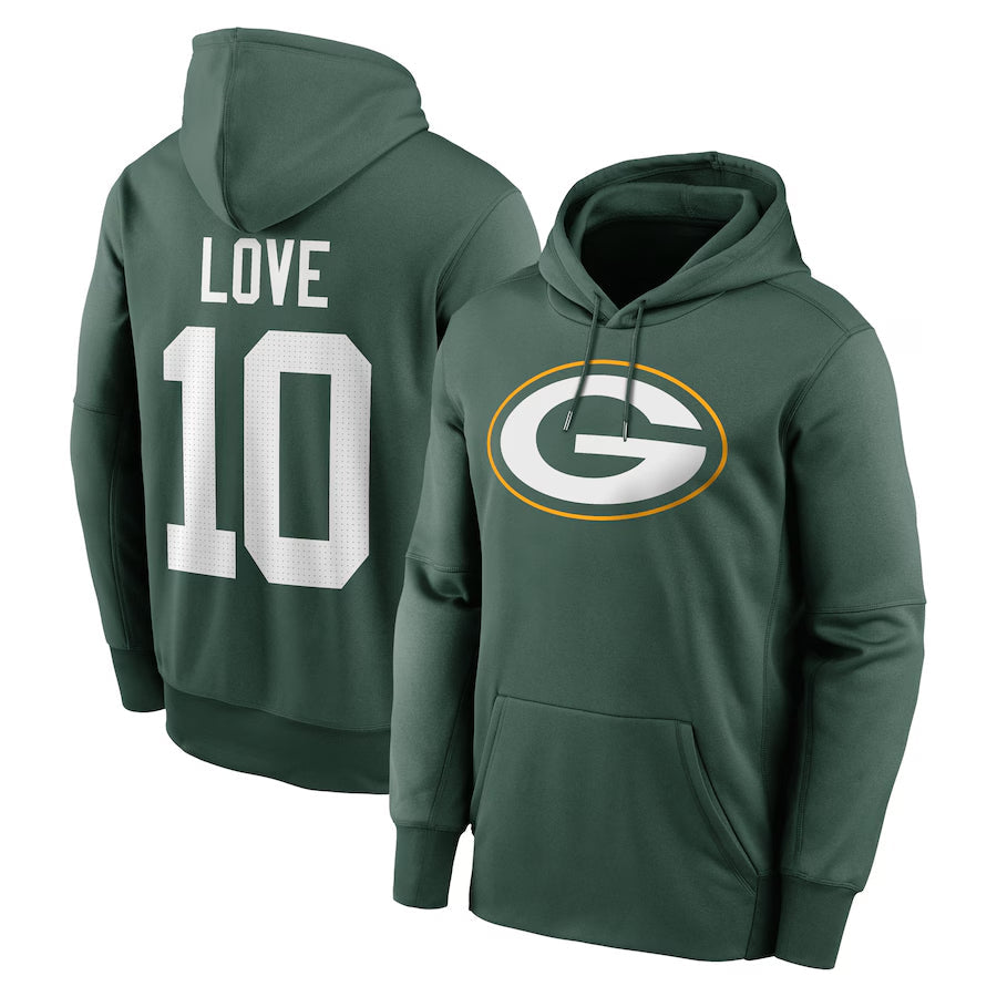 Fenge GB.Packers #10 Jordan Love Player Green Therma Hoodie Game Stitched Jerseys