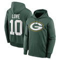 Fenge GB.Packers #10 Jordan Love Player Green Therma Hoodie Game Stitched Jerseys