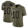 Fenge GB.Packers #10 Jordan Love Player Olive 2025 Salute To Service Limited Home Game Stitched Jerseys