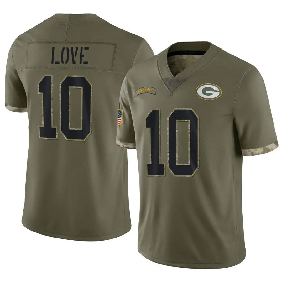 Fenge GB.Packers #10 Jordan Love Player Salute To Service Olive Stitched Jerseys