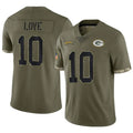 Fenge GB.Packers #10 Jordan Love Player Salute To Service Olive Stitched Jerseys