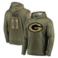 Fenge GB.Packers #11 Jayden Reed Player Olive Salute to Service Pullover Hoodies Home Game Stitched Jerseys