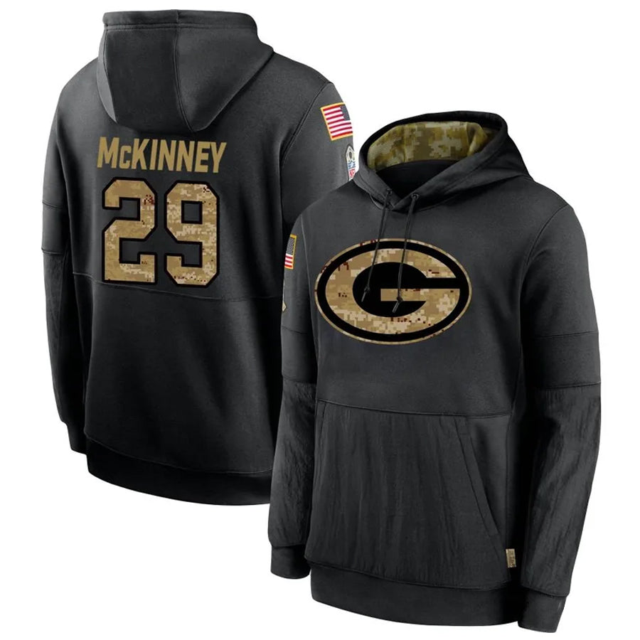 Fenge GB.Packers #29 Xavier McKinney Player Black Salute To Service Hoodies Game Stitched Jerseys