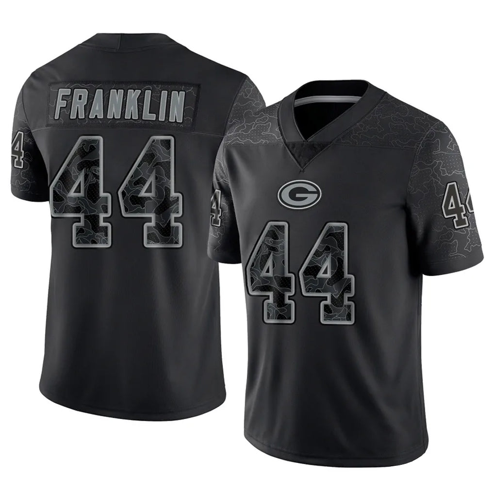 Fenge GB.Packers #44 Zaire Franklin Player Black Reflective Limited Home Game Stitched Jerseys