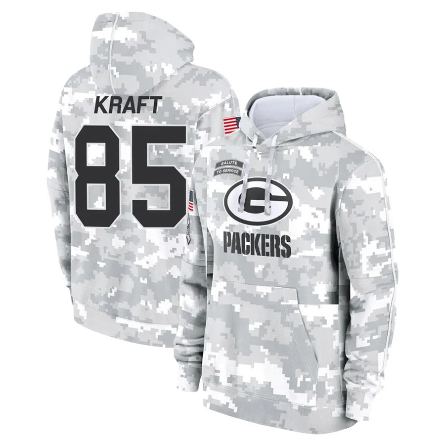 Fenge GB.Packers #85 Tucker Kraft Player Camo Salute To Service Hoodies Game Stitched Jerseys