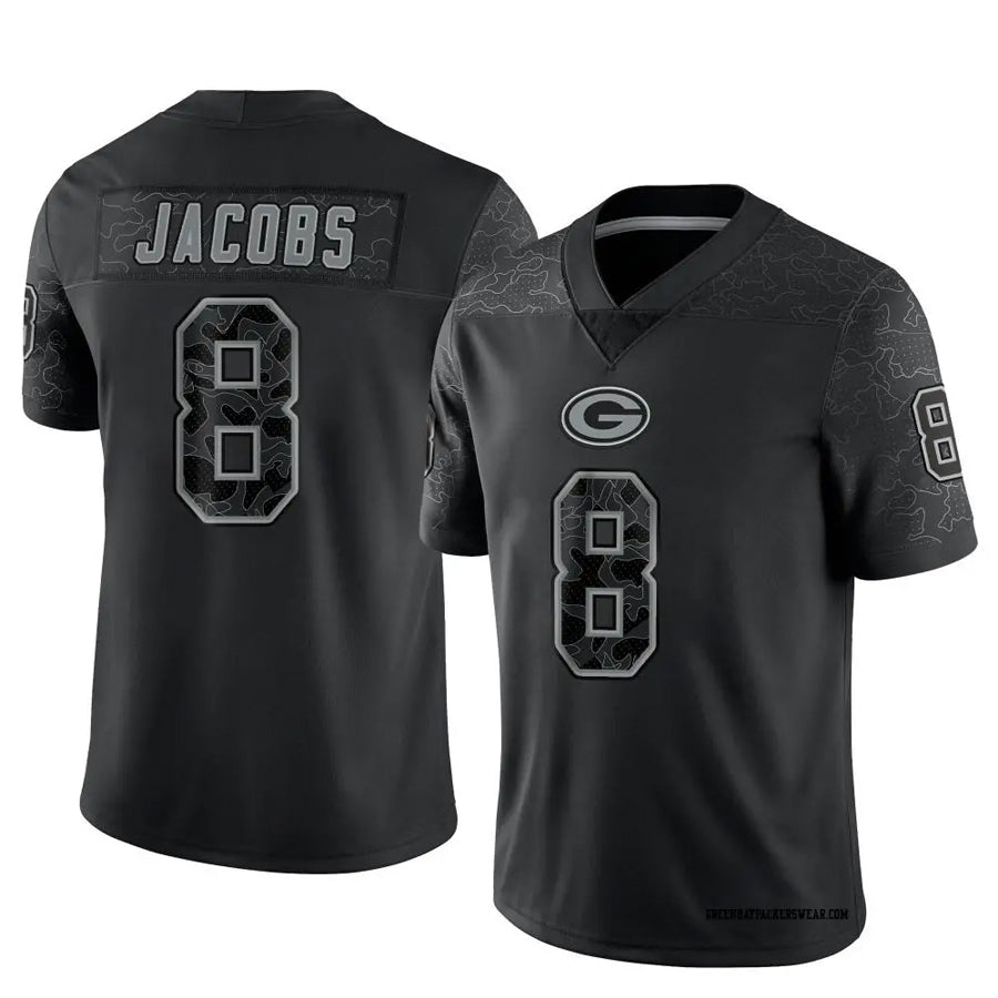 Fenge GB.Packers #8 Josh Jacobs Player Black RFLCTV Limited Stitched Jerseys