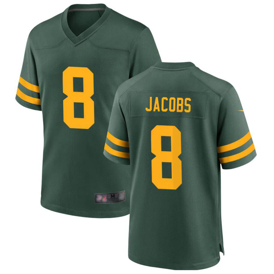 Fenge GB.Packers #8 Josh Jacobs Player Green Home Replica Stitched Jerseys