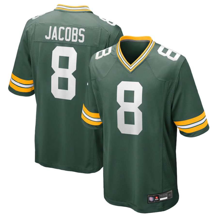 Fenge GB.Packers #8 Josh Jacobs Player Green Replica Game Stitched Jerseys