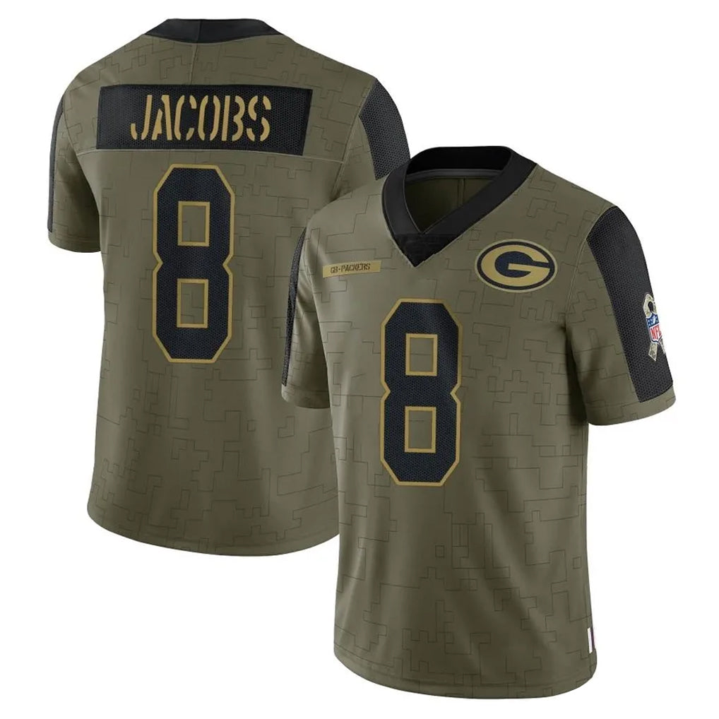 Fenge GB.Packers #8 Josh Jacobs Player Olive Salute To Service Limited Game Stitched Jerseys