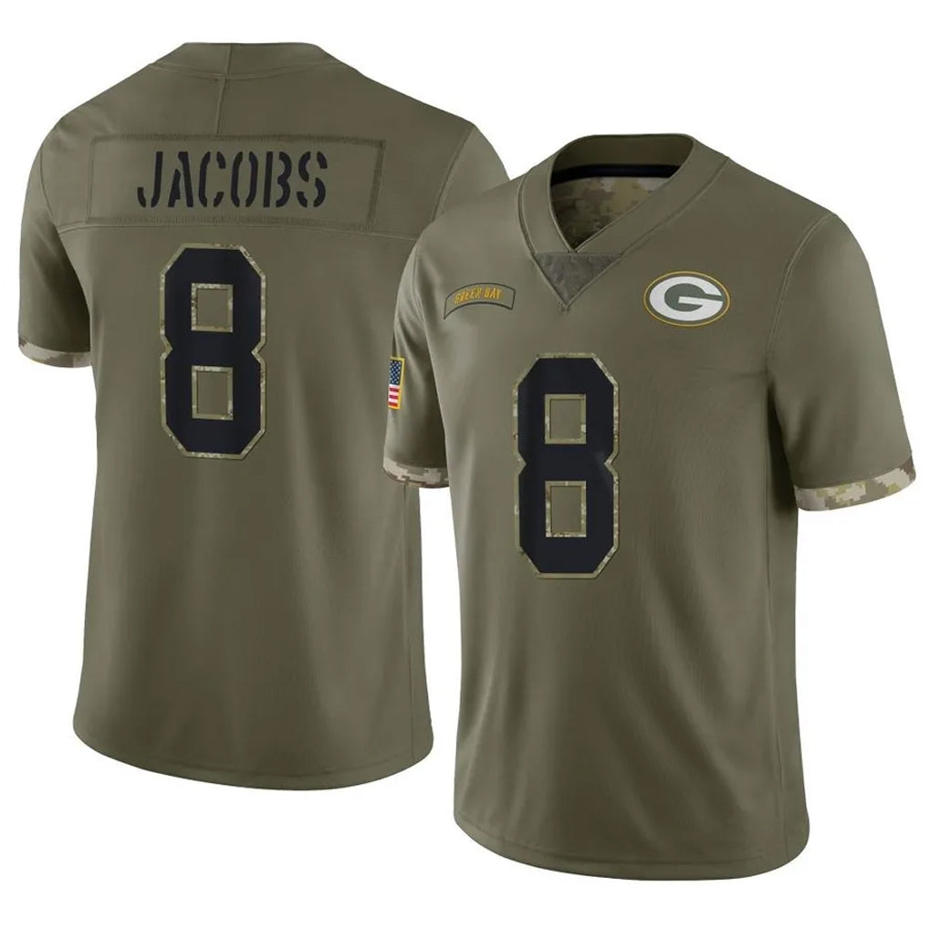 Fenge GB.Packers #8 Josh Jacobs Player Olive Salute To Service Limited Stitched Jerseys