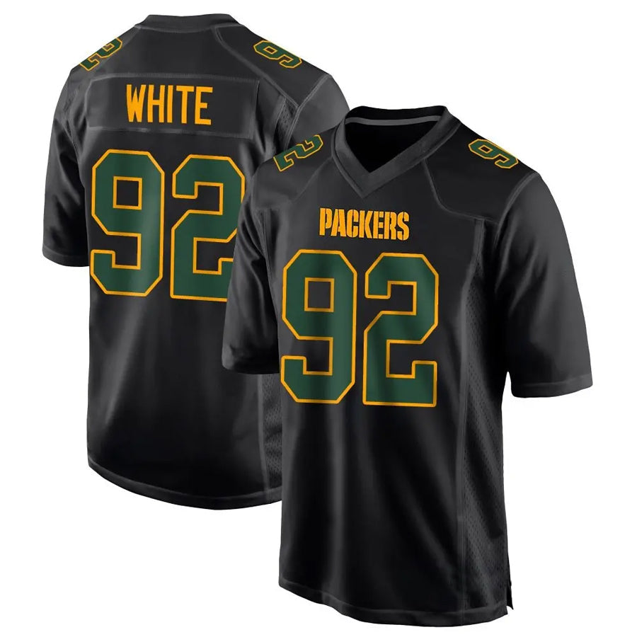 Fenge GB.Packers #92 Reggie White Player Black Fashion Game Stitched Jerseys