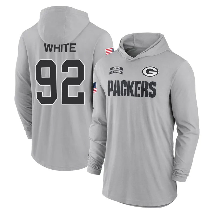 Fenge GB.Packers #92 Reggie White Player Gray Hoodies Game Stitched Jerseys
