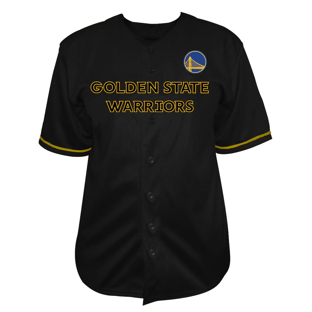 Fenge G.State Warriors Black Big & Tall Pop Full-Button Jerseys