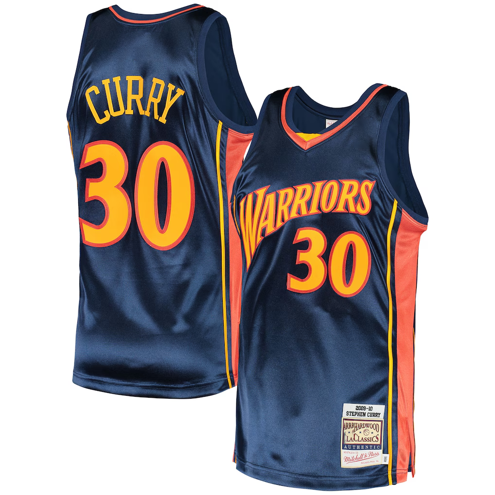 Fenge G.State Warriors #30 Stephen Curry Mitchell & Ness Navy 2009-10 Hardwood Classics Authentic Jerseys
