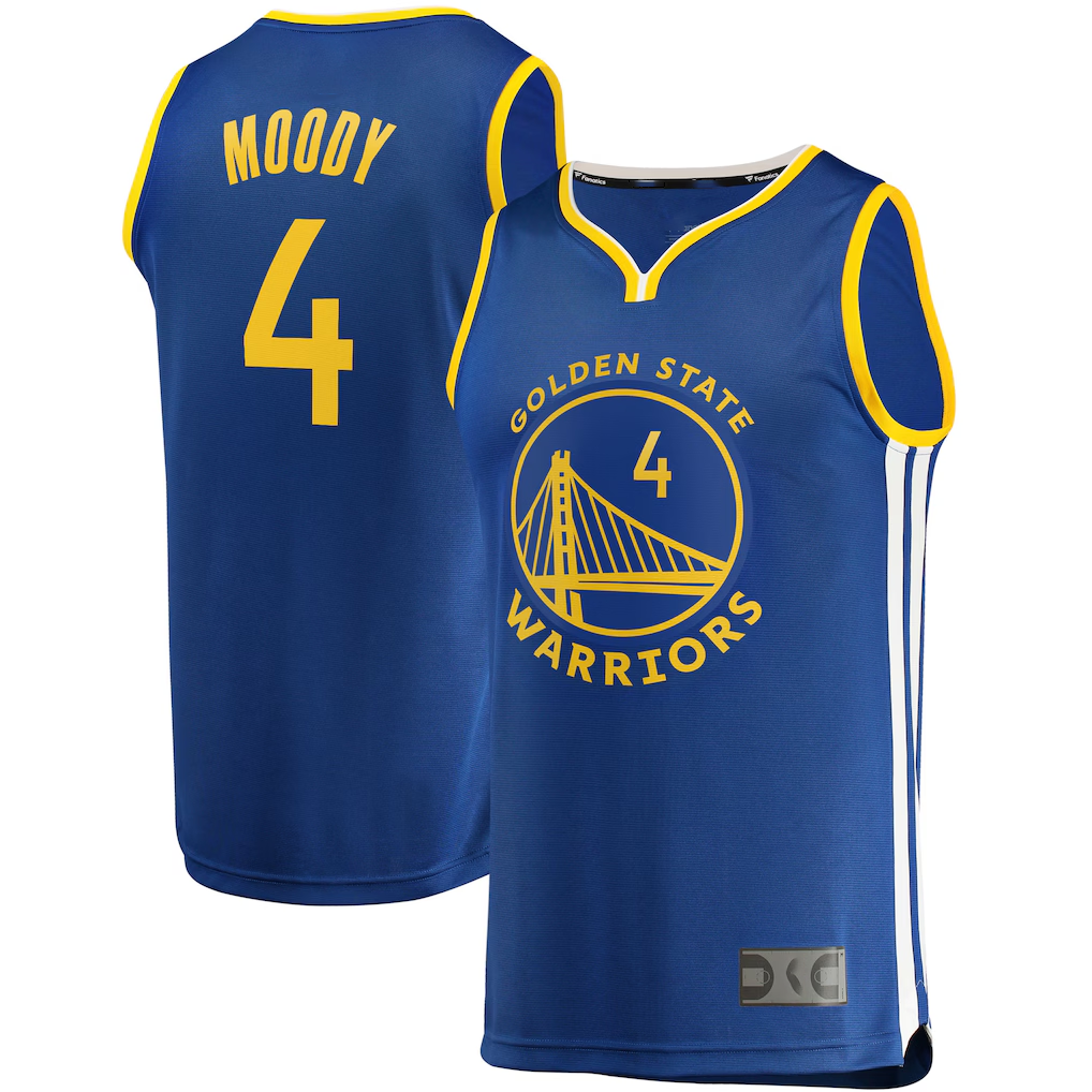 Fenge G.State Warriors #4 Moses Moody Royal Fast Break Replica Jerseys - Icon Edition