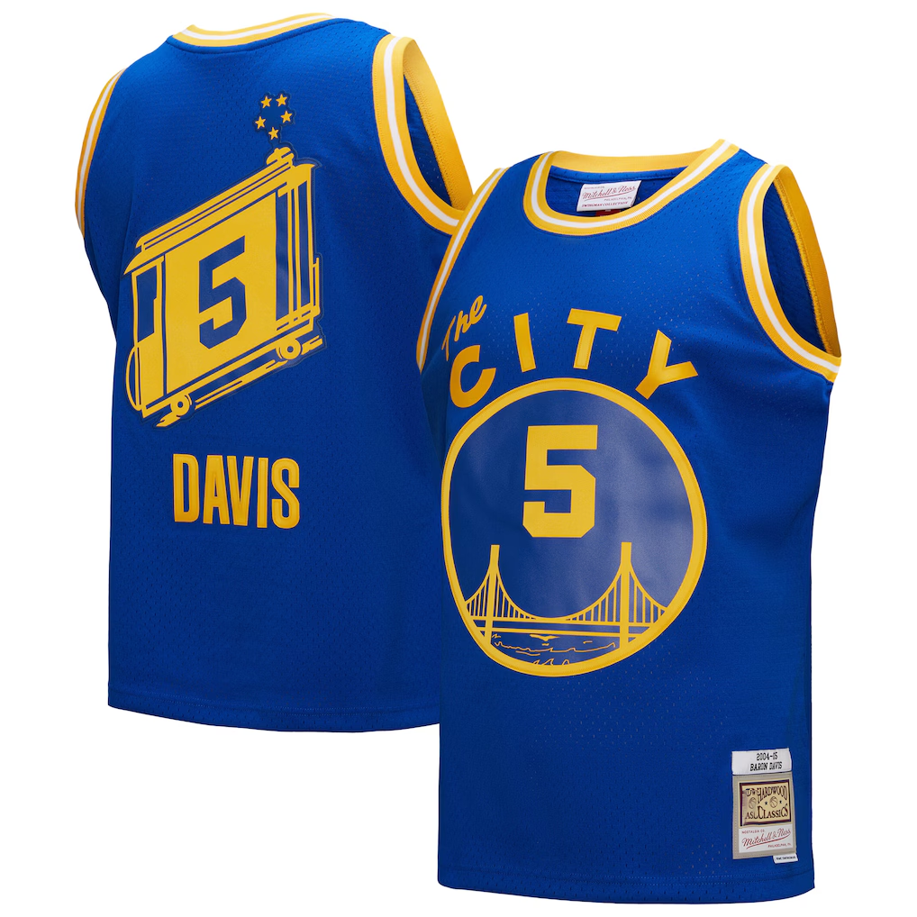 Fenge G.State Warriors #5 Baron Davis Mitchell & Ness Royal Hardwood Classics 200405 Swingman Jerseys