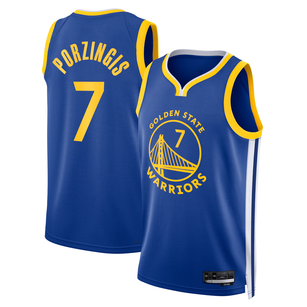 Fenge G.State Warriors #7 Kristaps Porzi??is Royal Swingman Jerseys - Icon Edition
