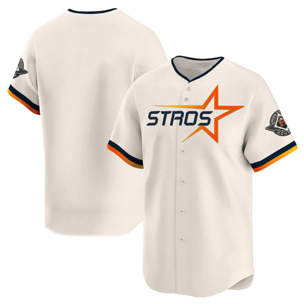 Fenge H.Astros Cream Limited Home Blank Player Stitched Jerseys