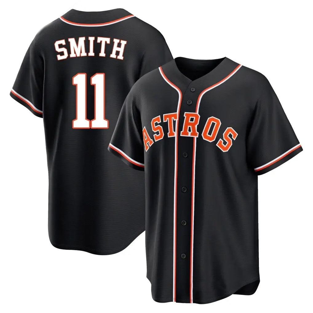 Fenge H.Astros #11 Cam Smith Player Black Fashion Out Home Game Stitched Jerseys