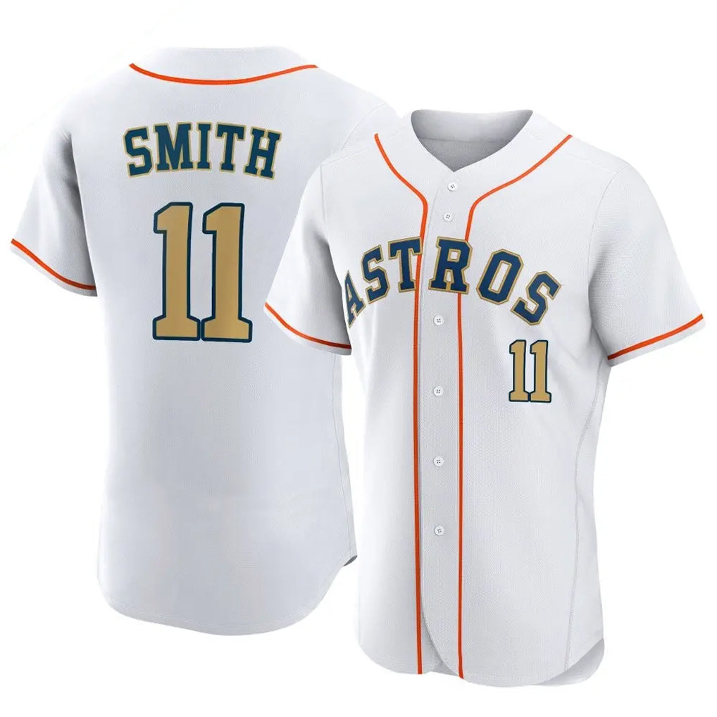 Fenge H.Astros #11 Cam Smith Player Gold Collection Limited Elite Home Stitched Jerseys