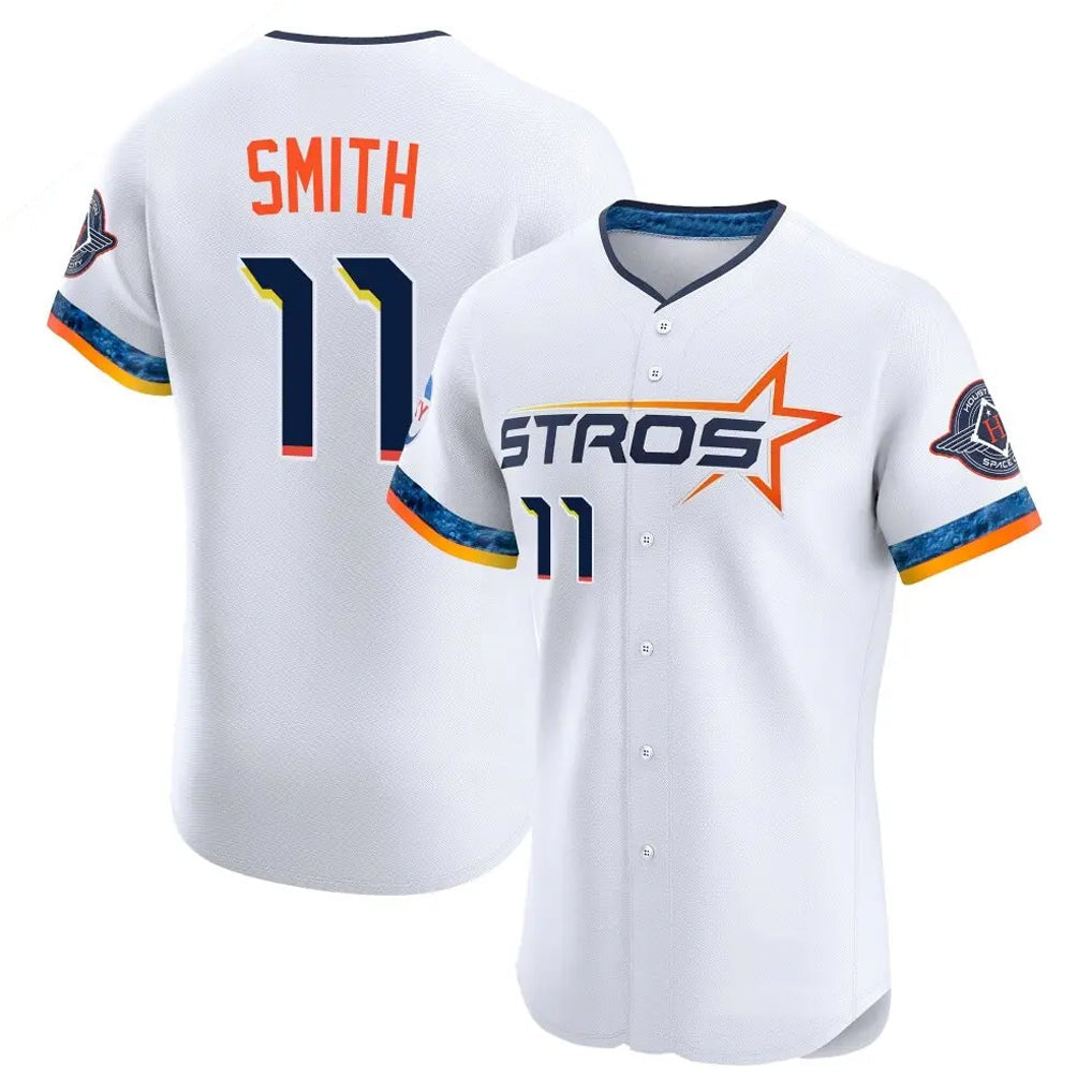 Fenge H.Astros #11 Cam Smith Player White City Connect Limited Elite Home Stitched Jerseys