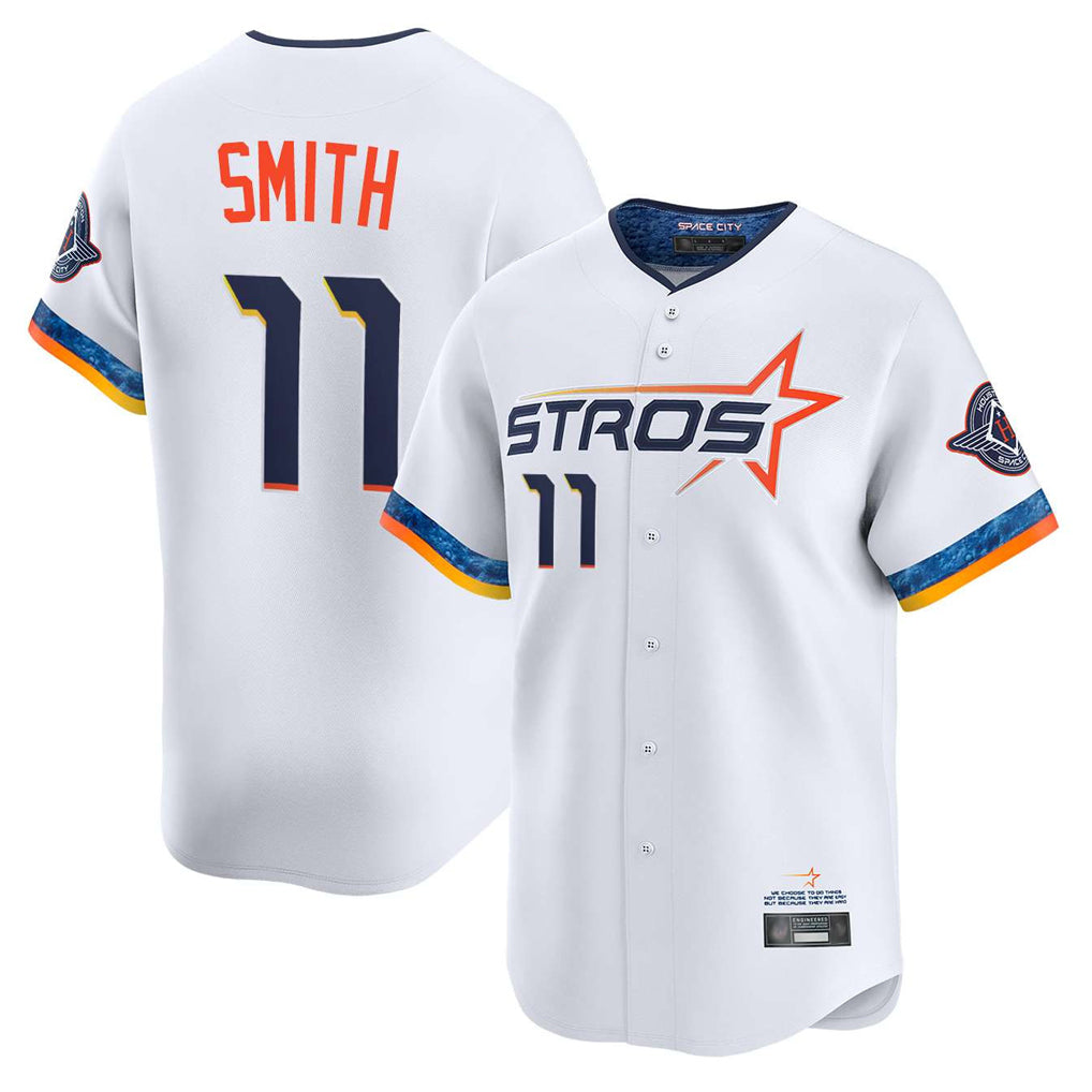 Fenge H.Astros #11 Cam Smith Player White City Connect Limited Home Stitched Jerseys