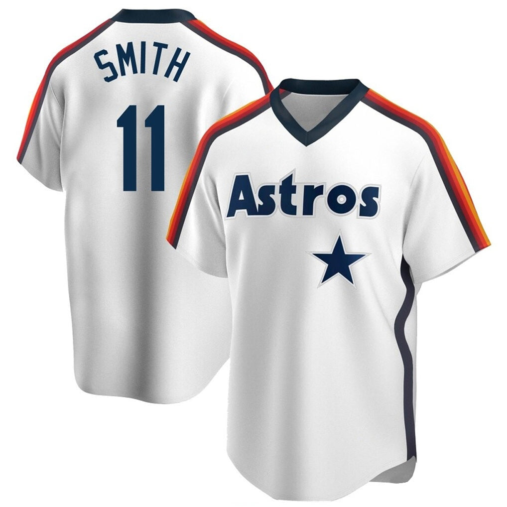 Fenge H.Astros #11 Cam Smith Player White Cooperstown Collection T-shirt Stitched Jerseys