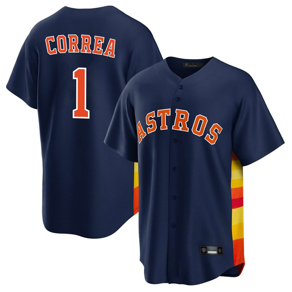 Fenge H.Astros #1 Carlos Correa Player Navy Home Game Stitched Jerseys