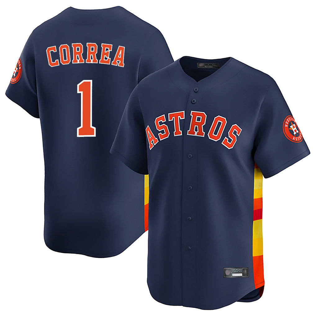Fenge H.Astros #1 Carlos Correa Player Navy Home Limited Stitched Jerseys