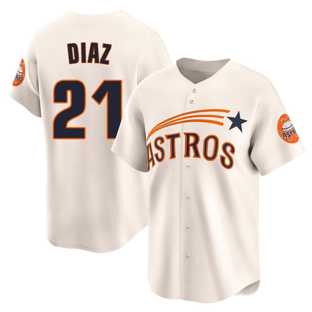 Fenge H.Astros #21 Yainer Diaz Player Cream Throwback Cooperstown Collection Limited Stitched Jerseys