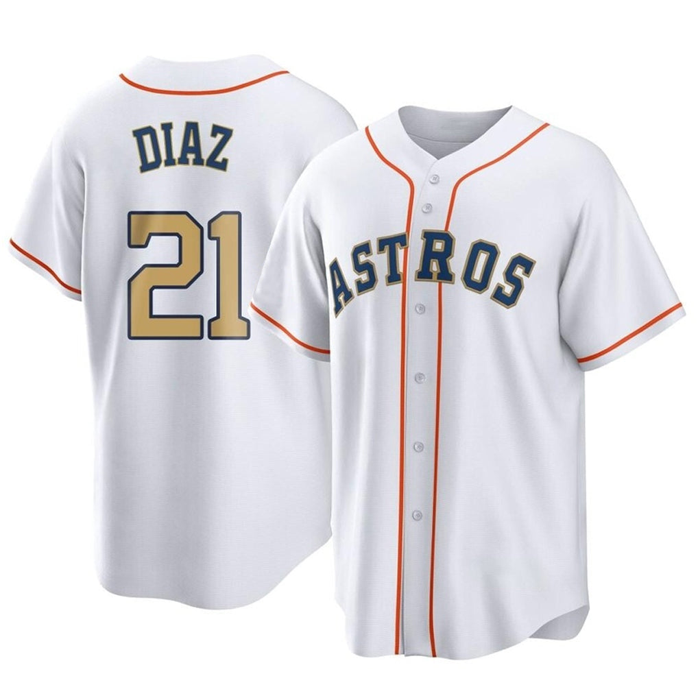 Fenge H.Astros #21 Yainer Diaz Player Gold Collection Game Home Stitched Jerseys