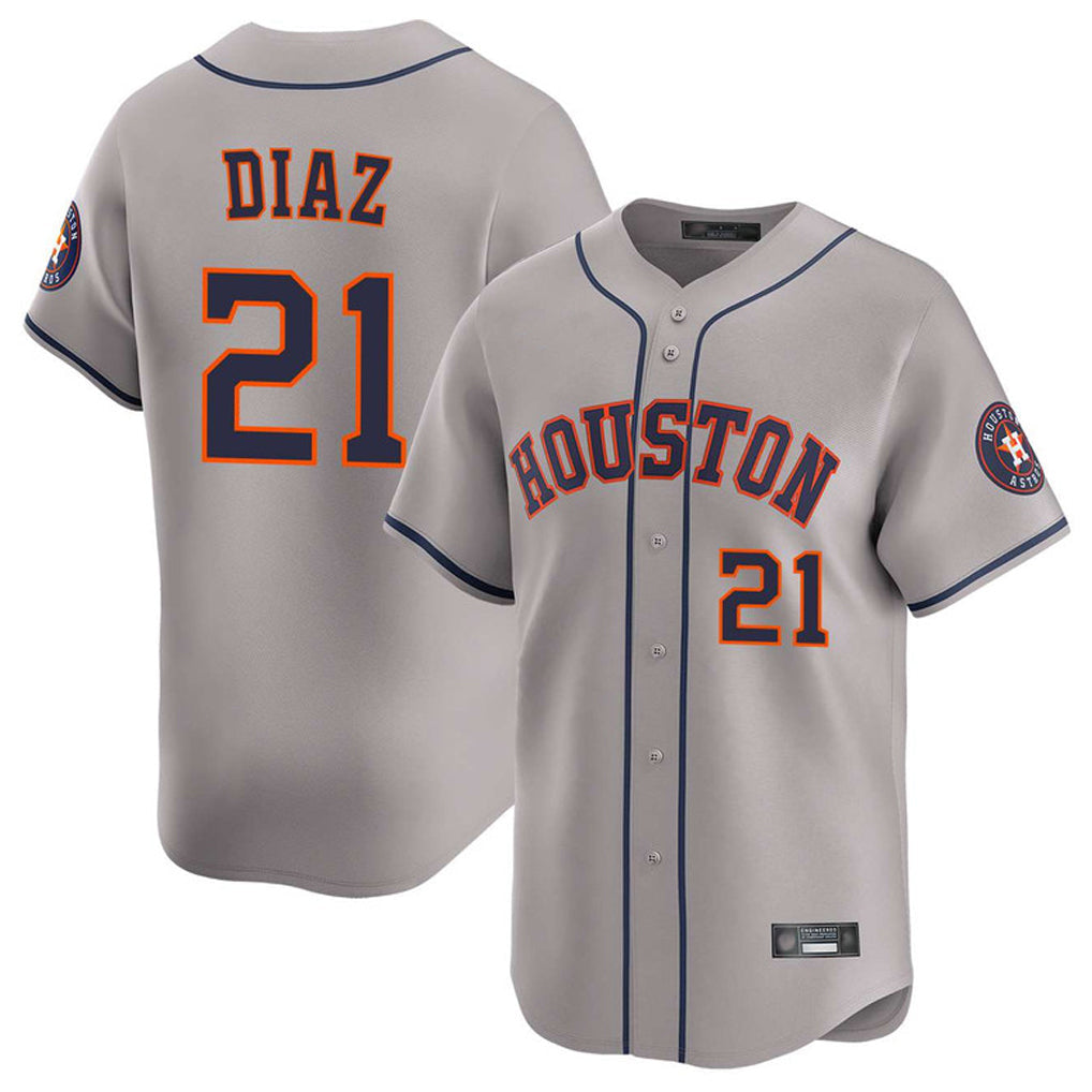 Fenge H.Astros #21 Yainer Diaz Player Gray Home Limited Stitched Jerseys