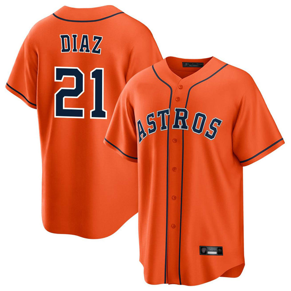 Fenge H.Astros #21 Yainer Diaz Player Orange Home Game Stitched Jerseys