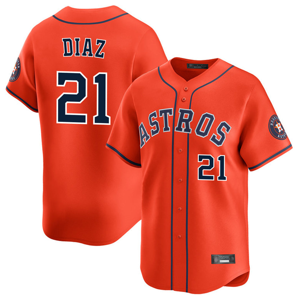 Fenge H.Astros #21 Yainer Diaz Player Orange Home Limited Stitched Jerseys
