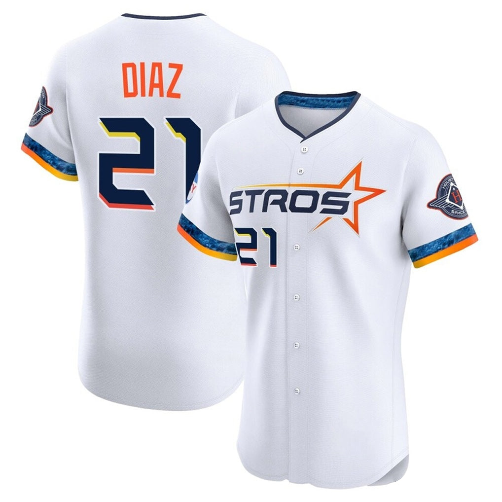 Fenge H.Astros #21 Yainer Diaz Player White City Connect Limited Elite Home Stitched Jerseys