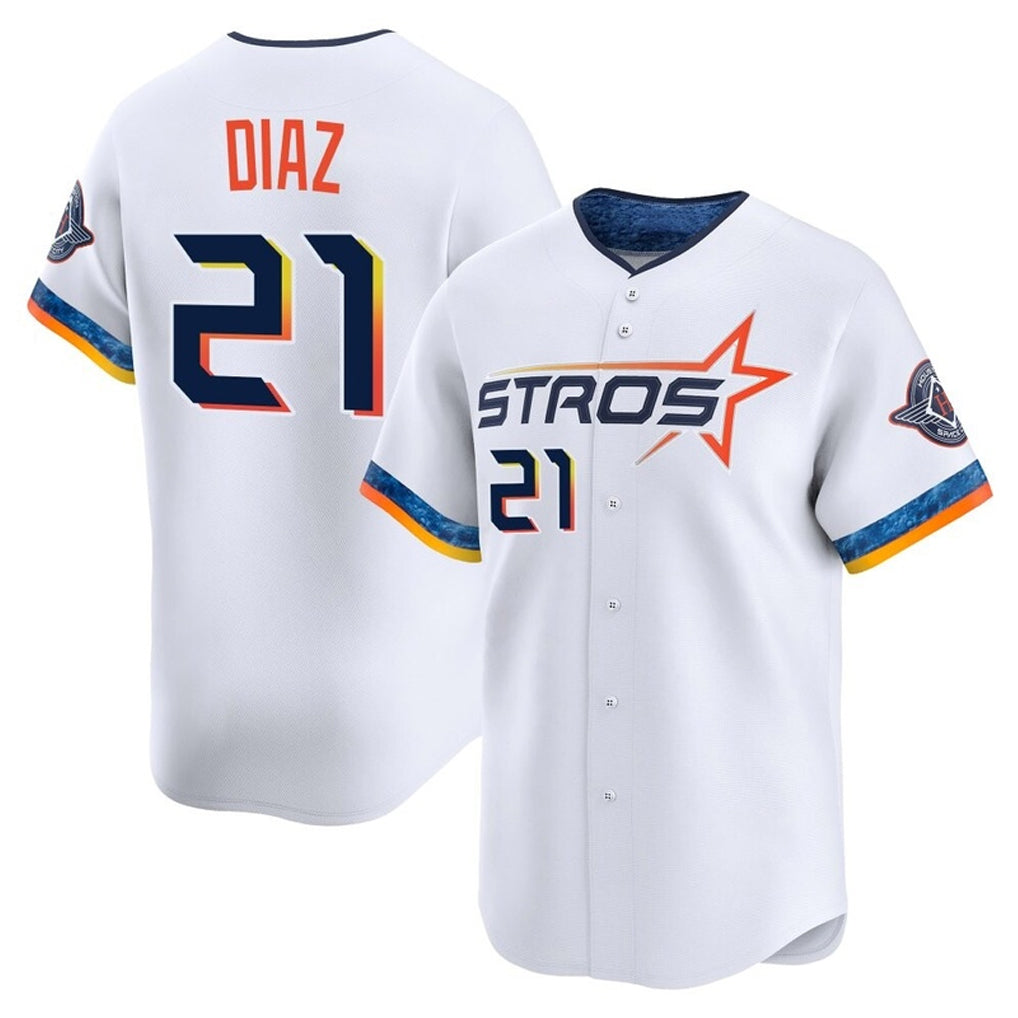 Fenge H.Astros #21 Yainer Diaz Player White City Connect Limited Home Stitched Jerseys