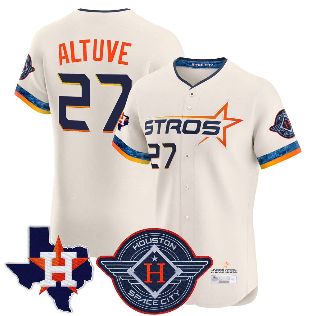 Fenge H.Astros #27 Jose Altuve Player Cream City Connect Texas Patch Vapor Premier Limited Elite Home Stitched Jerseys
