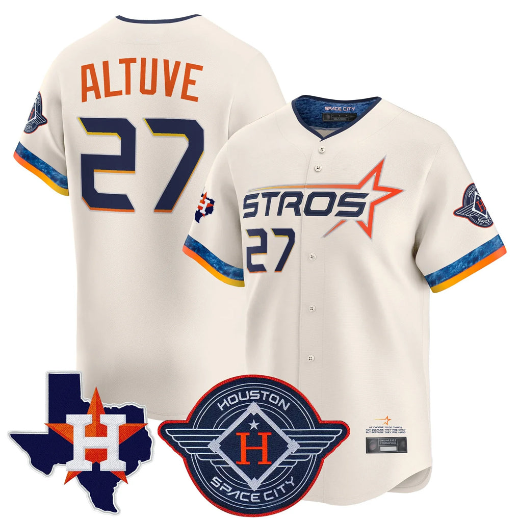 Fenge H.Astros #27 Jose Altuve Player Cream City Connect Texas Patch Vapor Premier Limited Home Stitched Jerseys