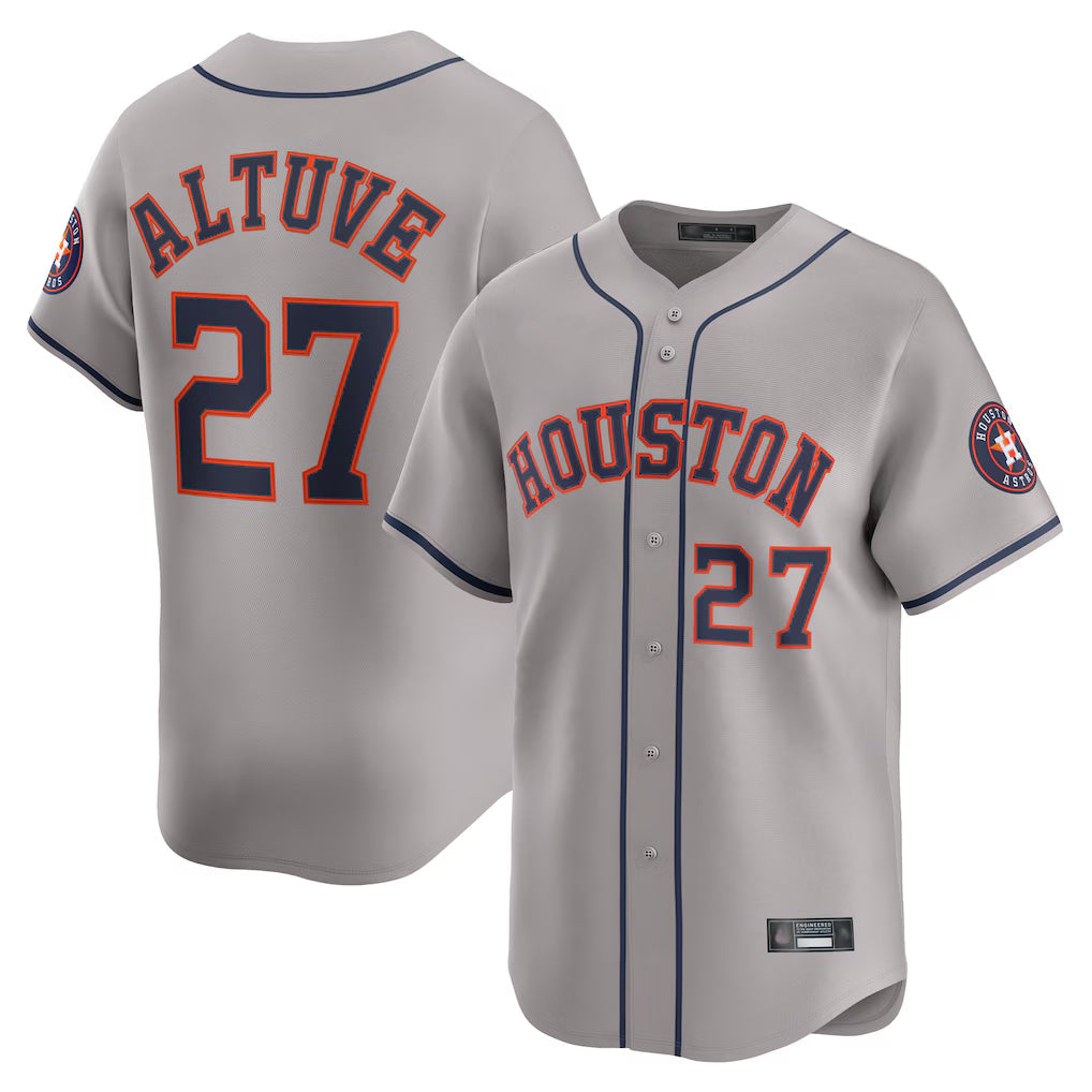 Fenge H.Astros #27 Jose Altuve Player Gray Home Limited Stitched Jerseys